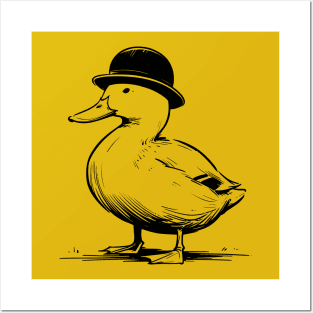 duck wearing a bowler hat Posters and Art